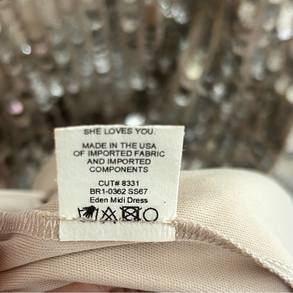 Show Me Your Mumu Eden Midi Dress Silver Sequin Size Small - Picture 12 of 15